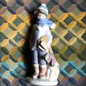 Lladro Figurine Winter Boy With Dog. No chips.